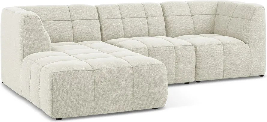 Beżowy narożnik z materiału bouclé (lewostronny/z szezlongiem) Aloha – Makamii