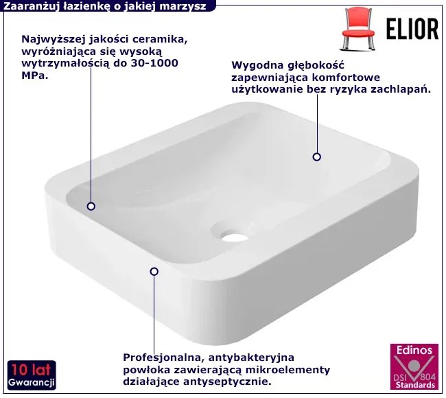 Biała ceramiczna umywalka na blat - Zerlox