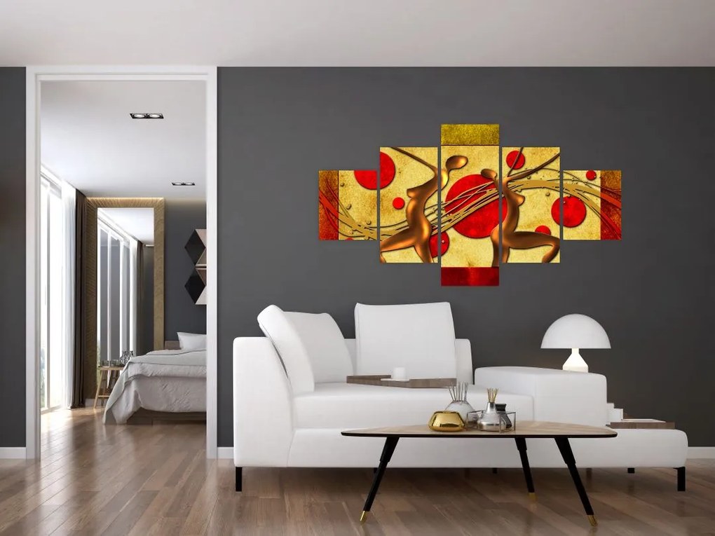 Abstrakcyjny obraz z dwiema kobietami (125x70 cm)