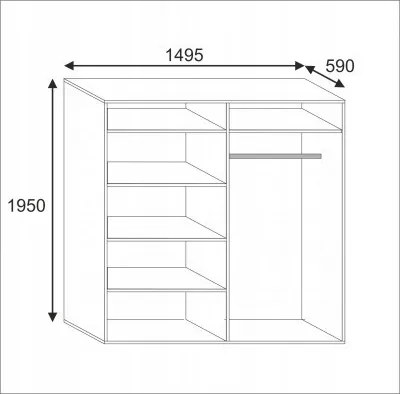 Szafa Przesuwna ALFIERI 149,5 cm Szafa Dwudrzwiowa Dąb sonoma