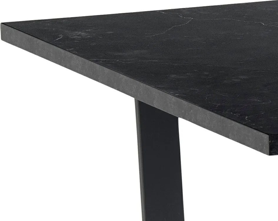 Nierozkładany stół do jadalni z blatem w optyce marmuru Amble 160x90