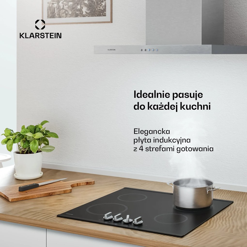Klarstein Kochheld 60cm Płyta Indukcyjna 4 Strefy Gotowania Czarny Mat