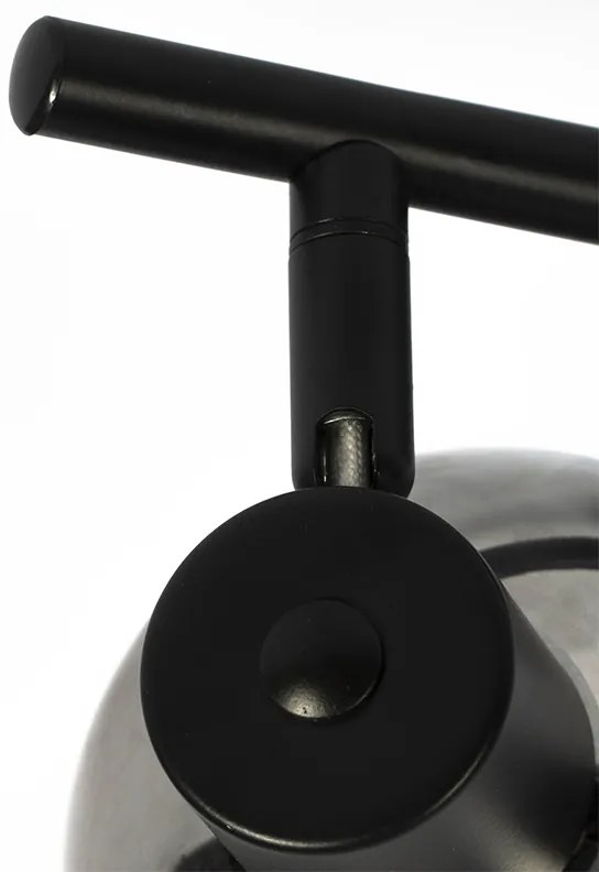 Lampa sufitowa Art Deco czarna z przydymionym szkłem 2-źródła światła - Vidro