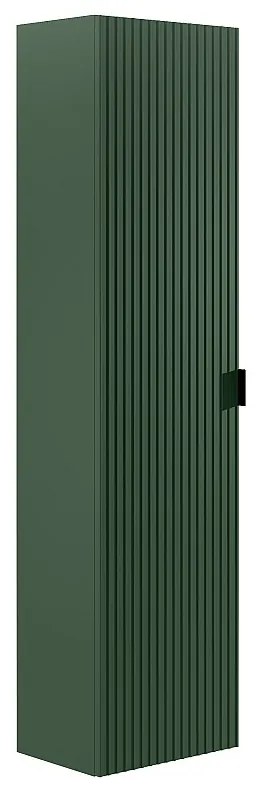 Wisząca prążkowana szafka łazienkowa - Matowa zieleń - wys. 140 cm - ZEVINI