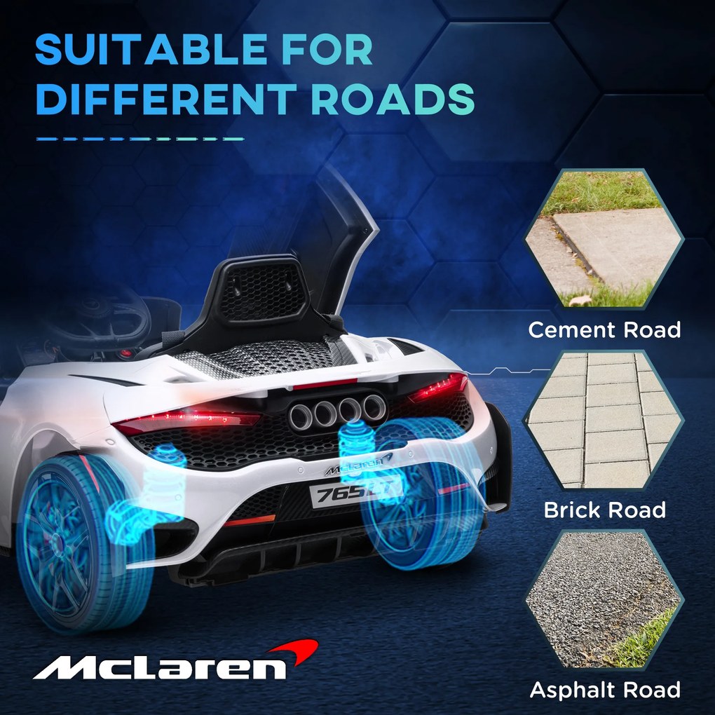 AIYAPLAY Dziecięce Auto Elektryczne z Drzwiami Skrzydłowymi, sterowalne, z miękkim startem i światłami LED, Białe