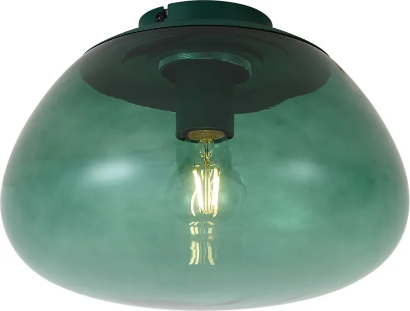 Designerska lampa sufitowa zielona z zielonym szkłem - Giselle