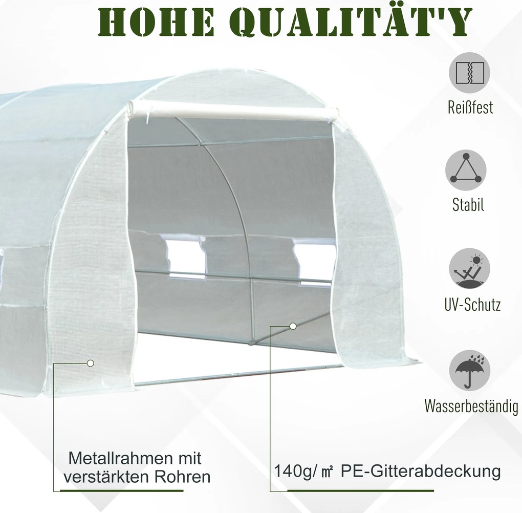 Outsunny Szklarnia Foliowa Ogrodowa Duża Biała 450x200x200cm Ochrona Roślin | Aosom PL