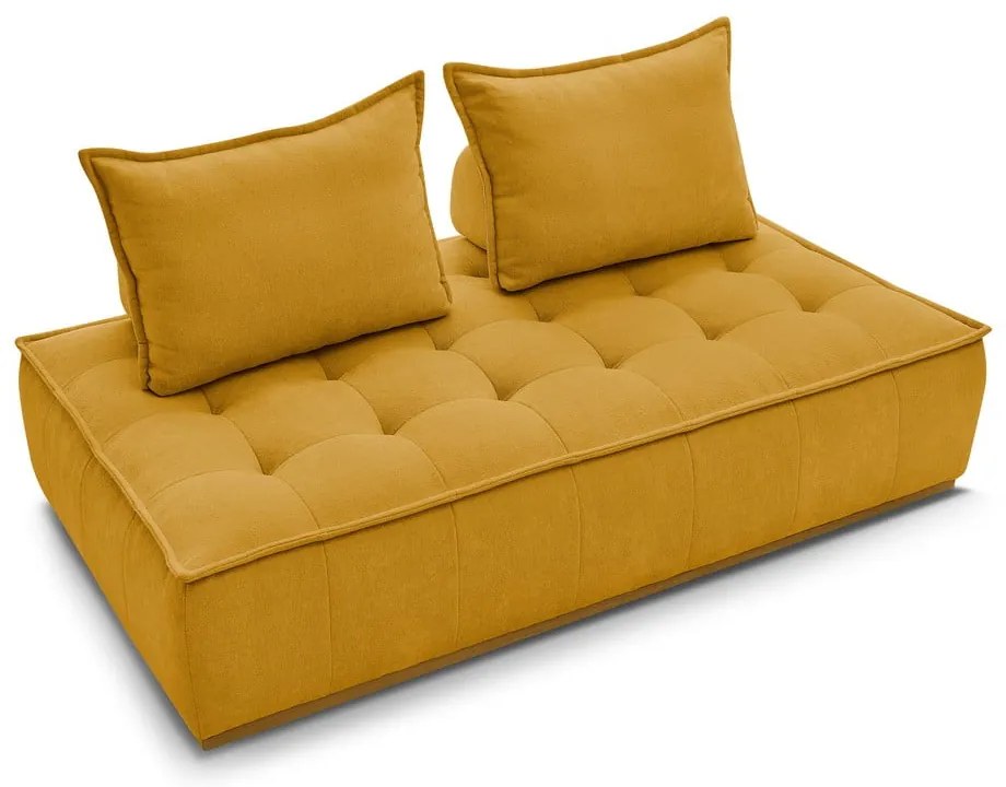 Musztardowa sofa z tkaniny szenilowej 175 cm Elisa – Bobochic Paris
