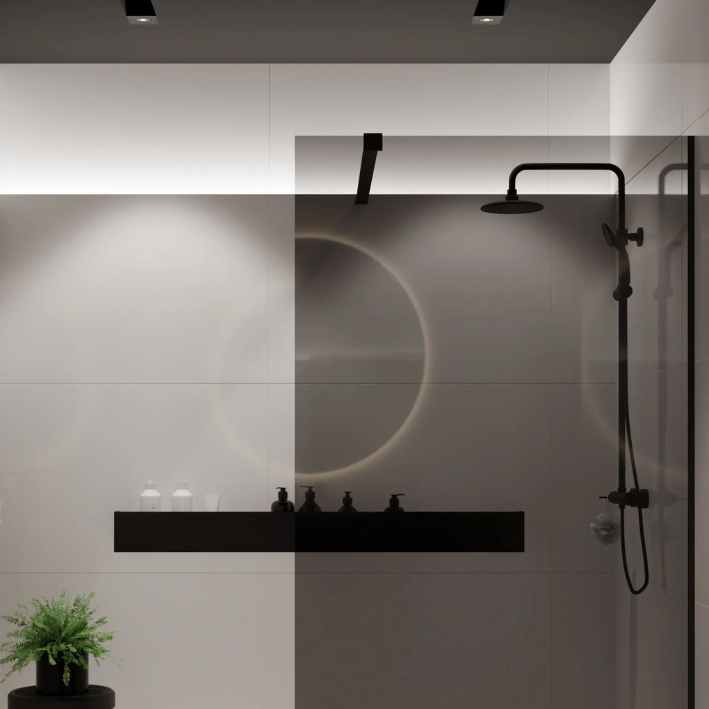 Ścianka prysznicowa WALK IN FIX grafitowa prostokątna 8 mm Molis Classic Grafit MASSI | rożne rozmiary : Kolor profili kabiny - złoty, Szerokość ścianki - 110 cm , Typ montażu - WALK in FIX (Do ściany)