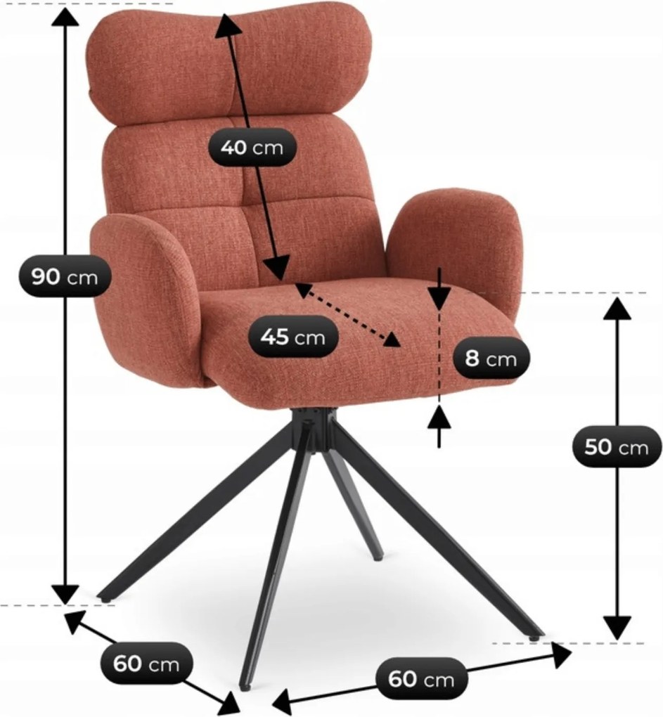 Krzesło Tapicerowane Obrotowe ALVARO Rude Nowoczesne