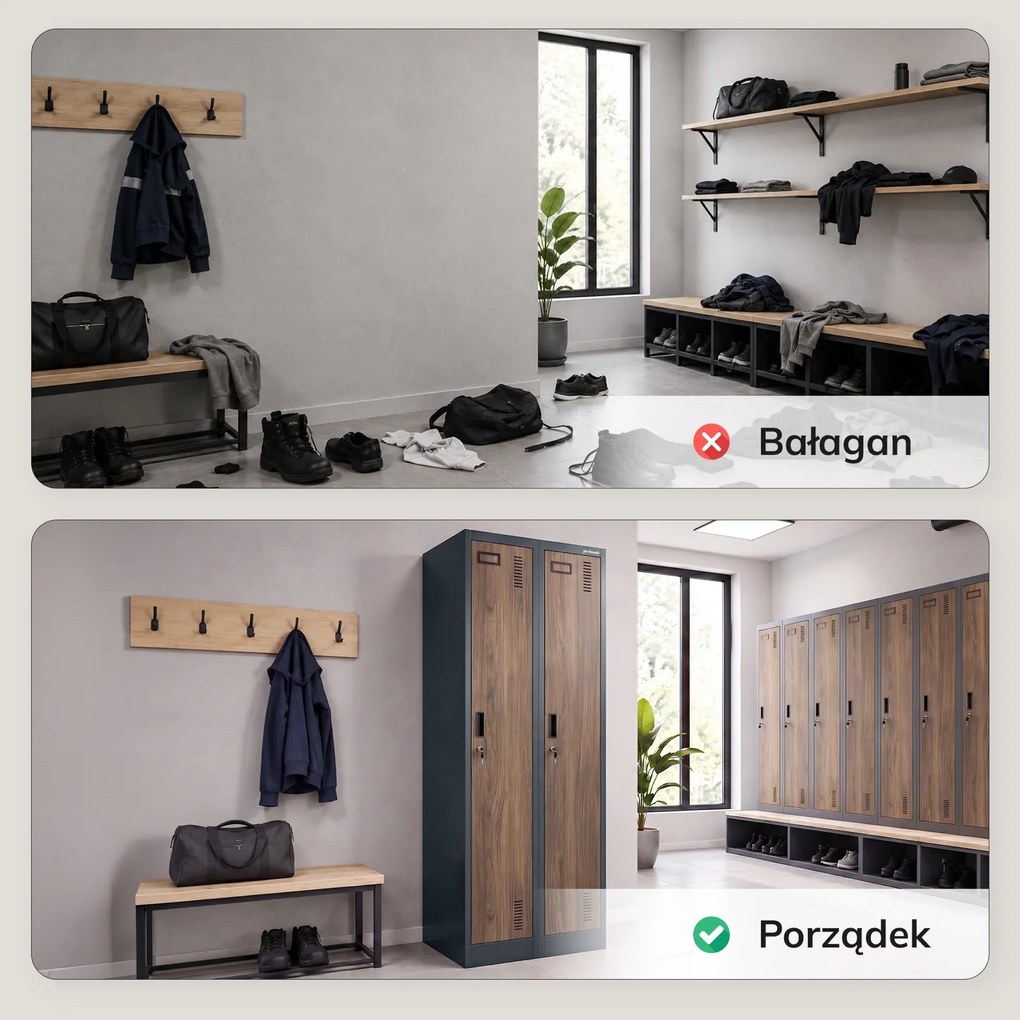 Szafa BHP wąska 60x50x180 cm Eco Design Kacper 2, antracyt/orzech