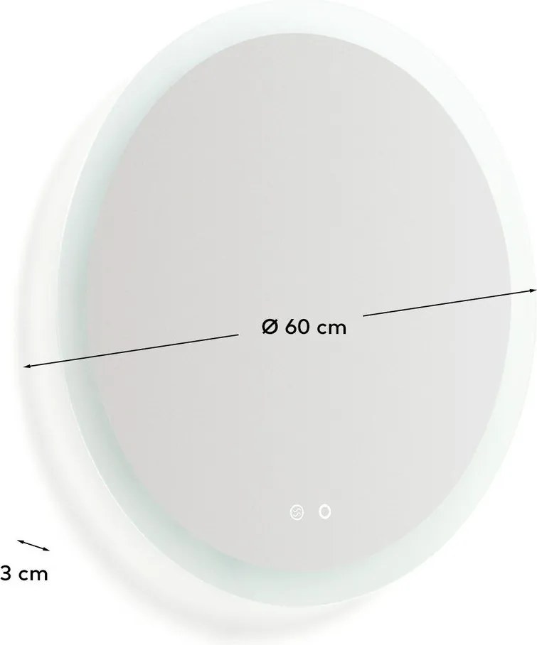 Lustro ścienne z oświetleniem ø 60 cm Mervi – Kave Home