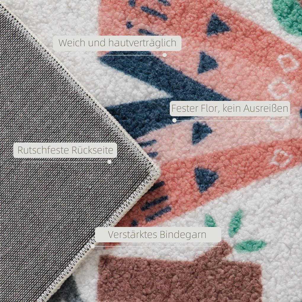 HOMCOM Dywan w Wzór Autostrady, Białe Tło, Miękkie Fleece, Łatwy w Pielęgnacji, Kolorowy