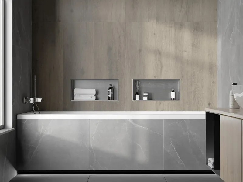 Mexen X-Wall-NR półka wnękowa bez kołnierza 45 x 20 cm, inox - 1911452010