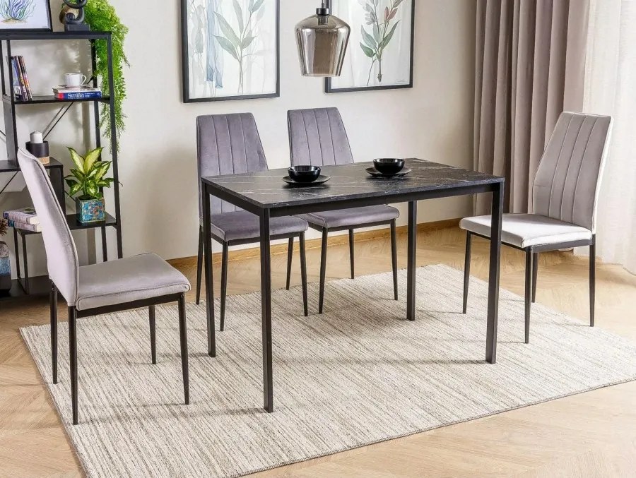PROMOCJA Czarny stół jadalniany RAMOD 100x60 cm, dekor marmurowy II jakość