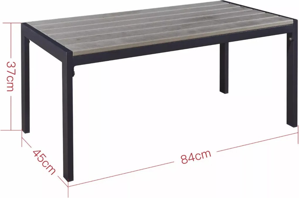 Stolik kawowy Alumo – nowoczesny niski stół balkonowy z aluminium, minimalistyczny design do wnętrz i na taras
