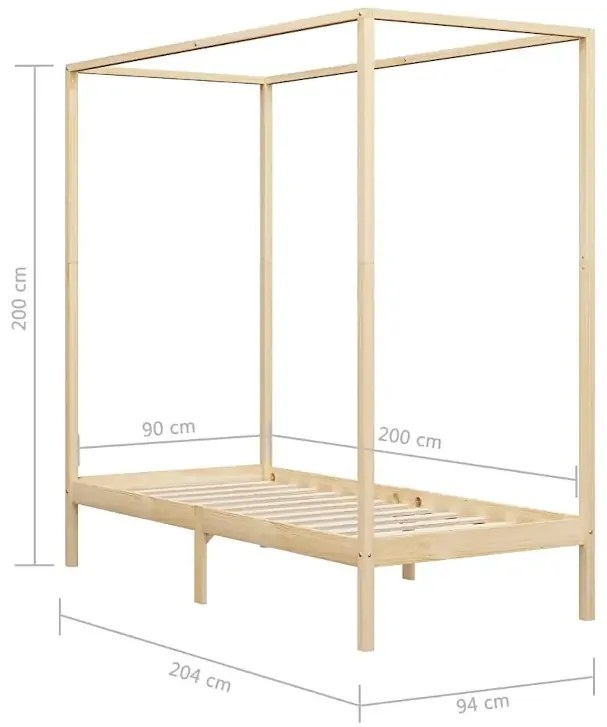 Łóżko w kolorze naturalnego drewna sosnowego 90x200cm - Tamai