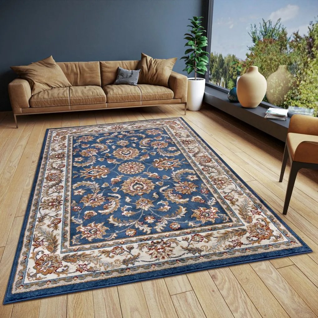 Dywan Luxor Perski Florystyczny niebiesko - kremowy 57 cm x 90 cm