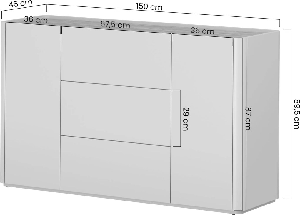 Komoda Elivo 150 cm z szufladami - eukaliptus / dąb baltic dune