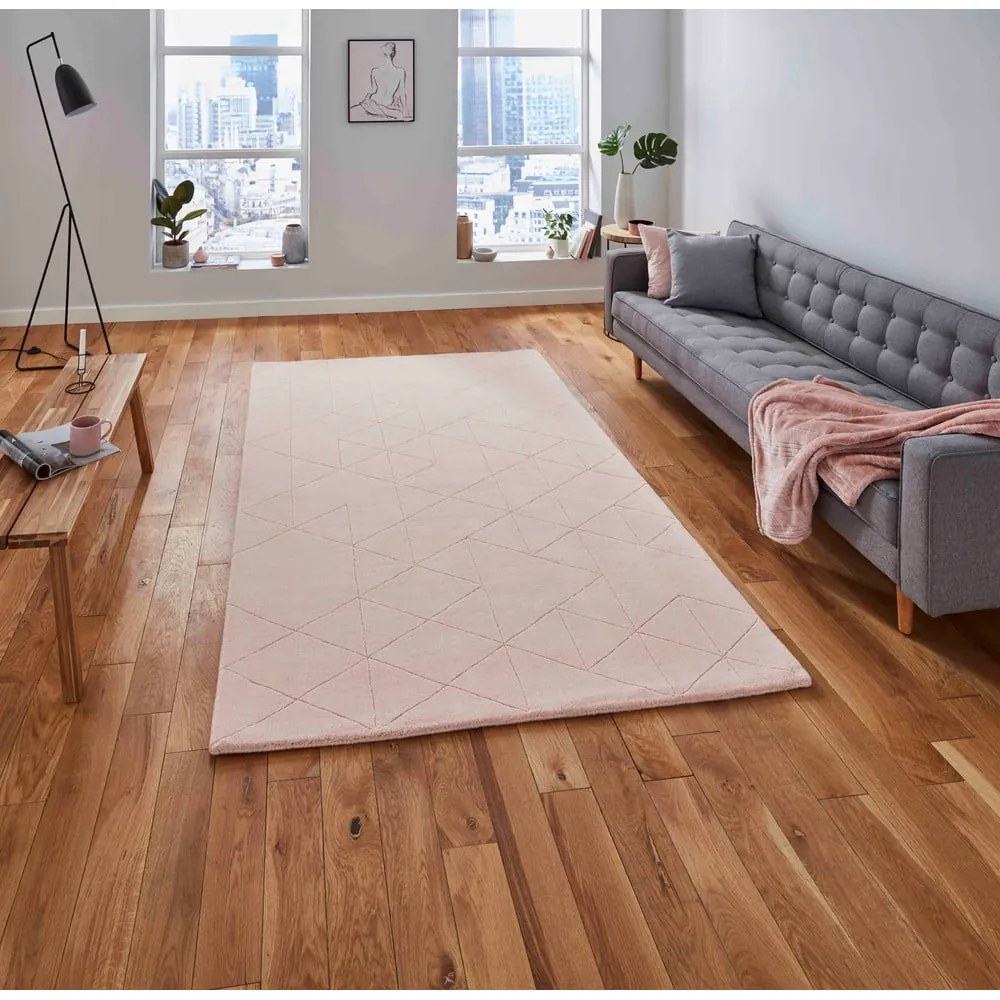 Różowy wełniany dywan Think Rugs Kasbah, 120x170 cm