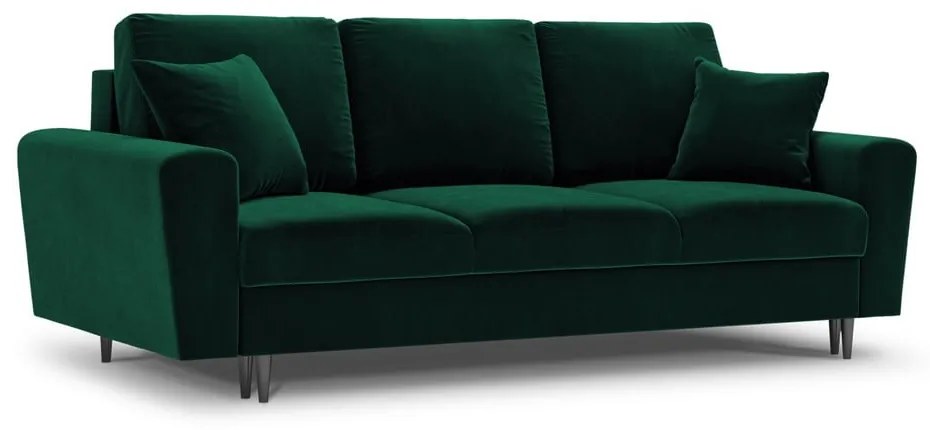 Zielona aksamitna rozkładana/ze schowkiem sofa 235 cm Kyoto – Cosmopolitan Design