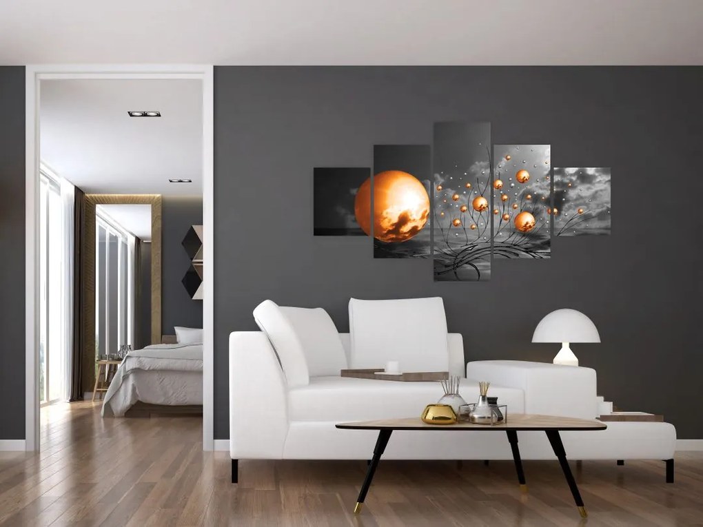 Obraz pomarańczowych abstrakcyjnych kul (125x70 cm)