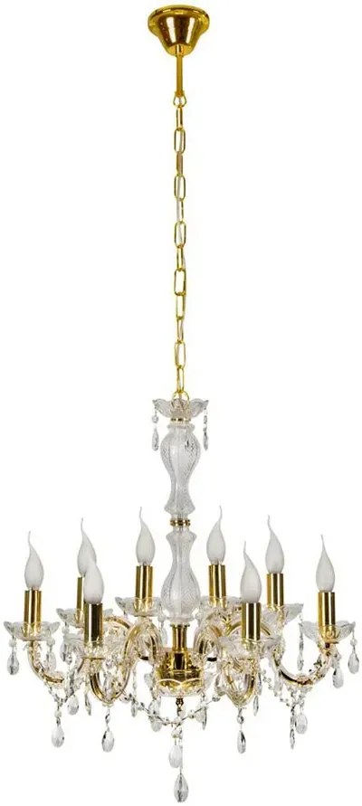 Złoty żyrandol glamour ośmioramienny z kryształkami - Z005-Meros