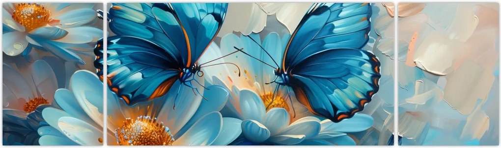 Obraz - Niebieskie motyle (170x50 cm)