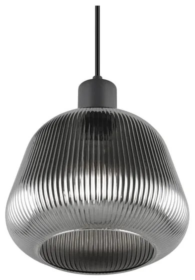 Czarna lampa wisząca ze szklanym kloszem ø 22 cm Tarifa – Trio