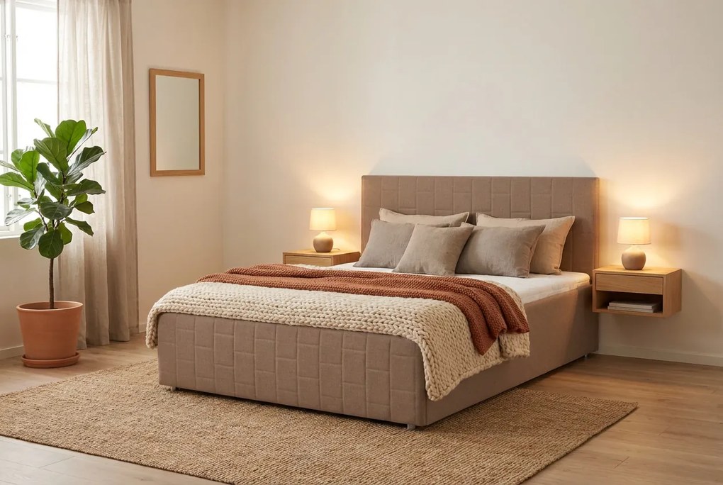 Łóżko OTTO 160x200 cm Beżowy Z materacem