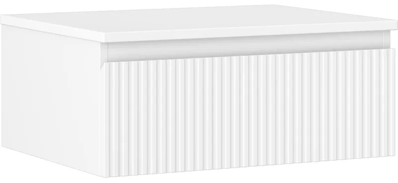 Mexen Rivel szafka łazienkowa podumywalkowa 60 cm z blatem, 1 szuflada, ryflowana , biała mat - 91A20-06023-1-BFC01