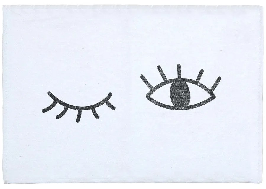 Biały dywanik łazienkowy z domieszką bawełny Really Nice Things Eyes, 40 x 60 cm