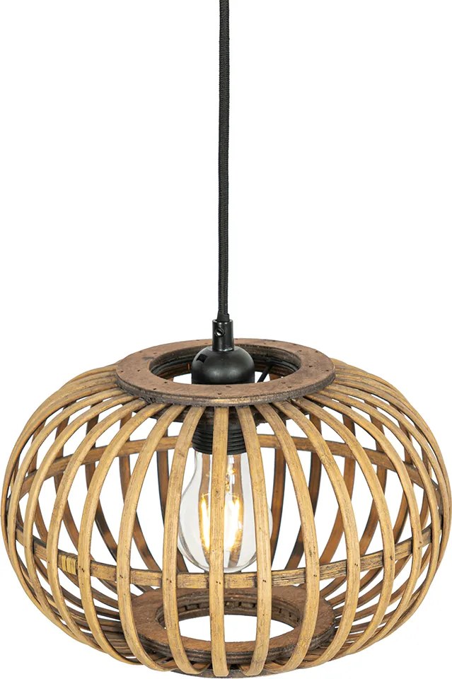 Orientalna lampa wisząca bambusowa 3-punktowa okrągła - Amira