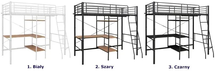 Szaro-brązowe łóżko piętrowe z biurkiem 90x200 cm K6-Z01