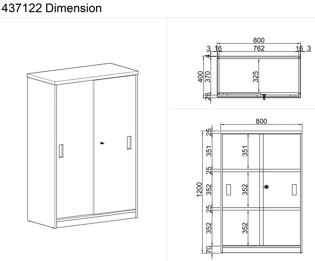 Szafa przesuwna MIRELLI, 800 x 400 x 1200 mm, brzoza