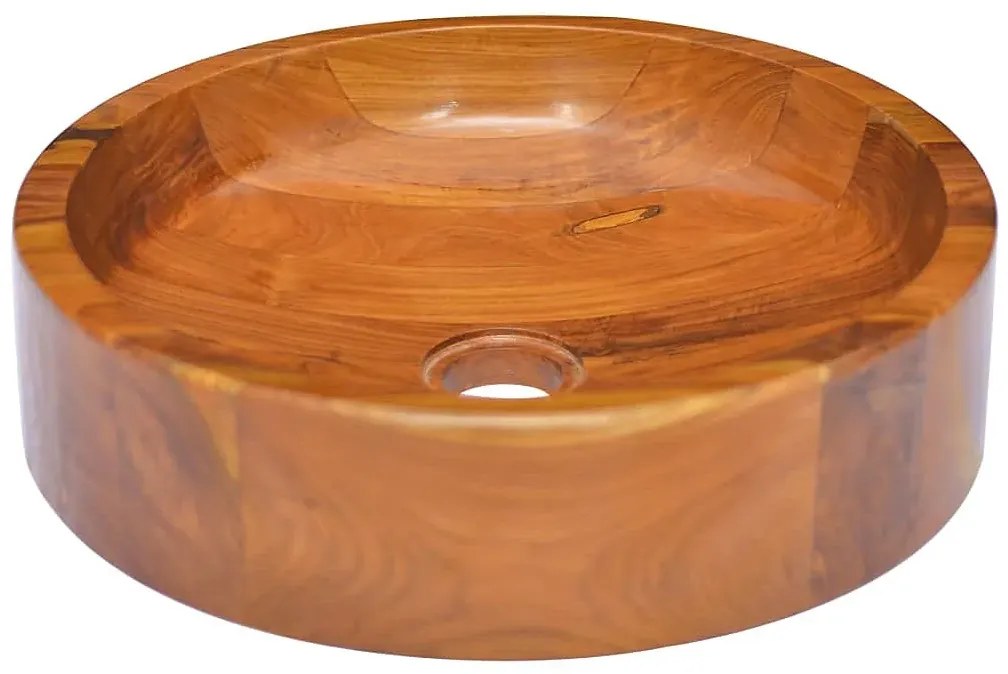 Okrągła umywalka nablatowa z drewna tekowego T4-B36