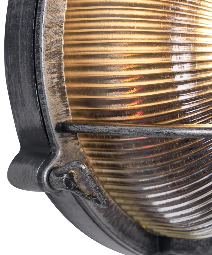 Zewnętrzna lampa ścienna srebrna okrągła IP44 - Noutica