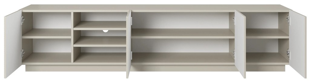 Szafka RTV Asha 200 cm ryflowanym frontem i wnęką - kaszmir