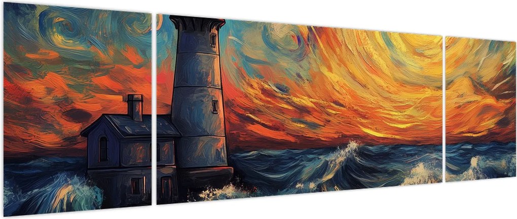Obraz - Latarnia morska w falach (170x50 cm)