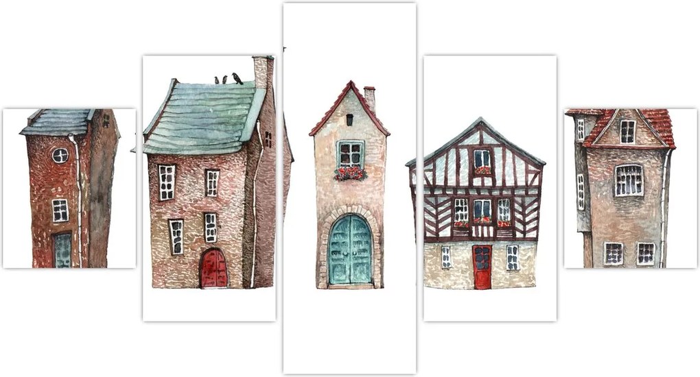 Obraz - Domy akwarelowe (125x70 cm)