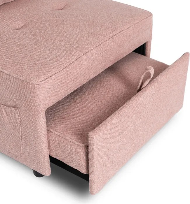 Fotel Wypoczynkowy Rozkładany IBERIS 67 cm Różowy Tapicerowany Nowoczesny