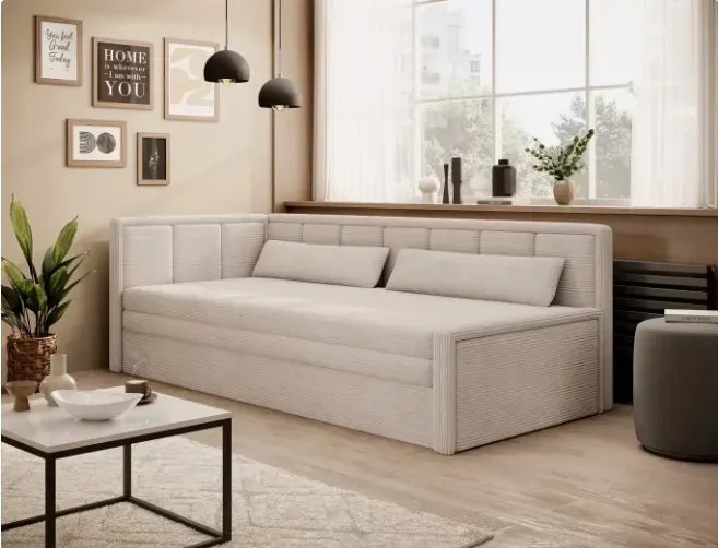 Sofa rozkładana z funkcją spania FULGEO beżowa lewa ELTAP