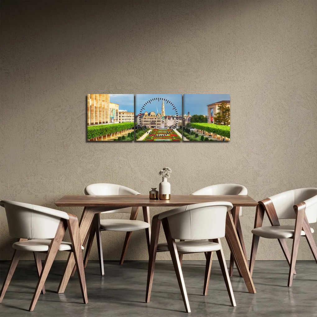 Obraz - Bruksela (z zegarem) (90x30 cm)
