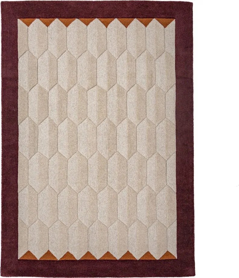 Bordowy/w naturalnym kolorze wełniany dywan tkany ręcznie 200x290 cm Apex Border Wool – Flair Rugs