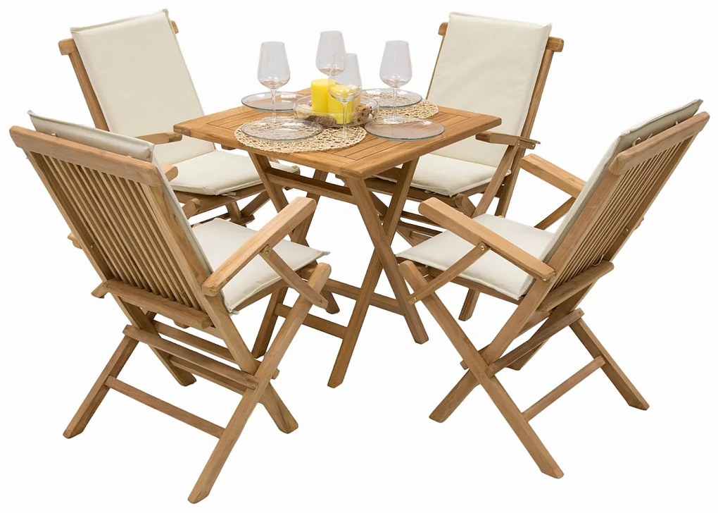 Zestaw ogrodowy z drewna tekowego IVORY BALKON II. 1 + 4 (poduszki GRATIS)