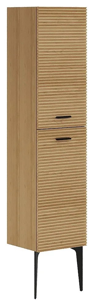 Słupek łazienkowy z prążkowanym wykończeniem na nóżkach - Jasny naturalny - Wys. 140 cm - SARONE