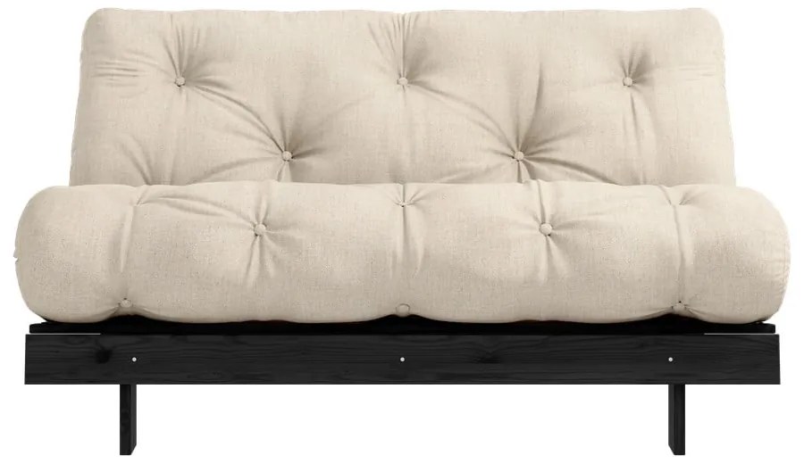 Szarobeżowa lniana rozkładana sofa 140 cm Roots Black Night – Karup Design