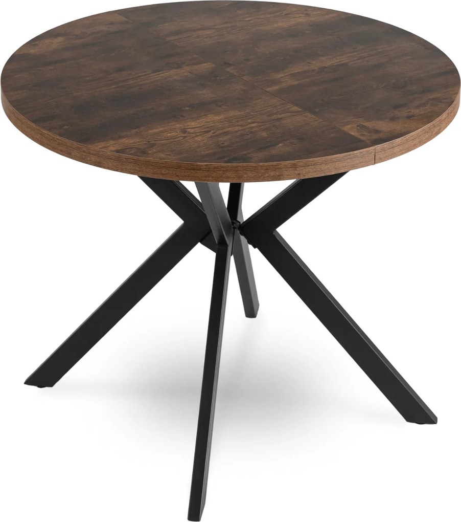 Stół rozkładany w stylu industrialnym Lugo 90-190 cm, dąb rustykalny/czarny