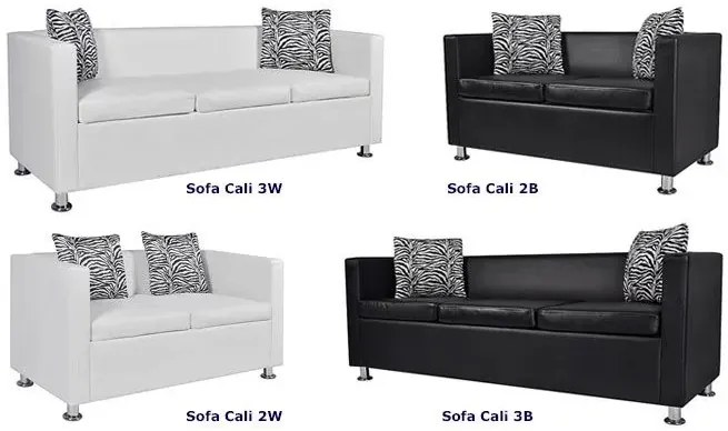 Nowoczesna skórzana sofa Cali 2B - czarna