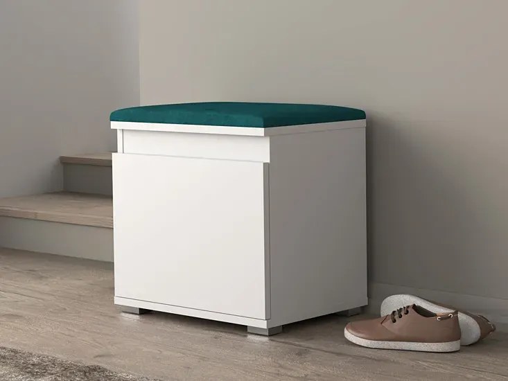 Minimalistyczna szafka na buty z siedziskiem biały + zielony - Venix 5X